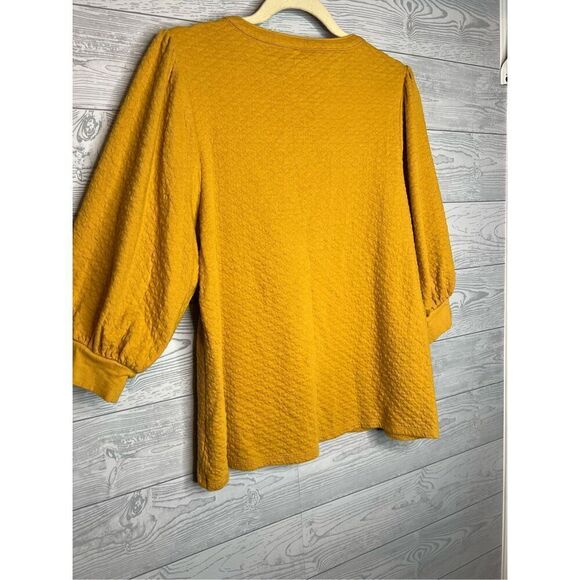 Mustard color quilted blouse size large - Picture 4 of 6
